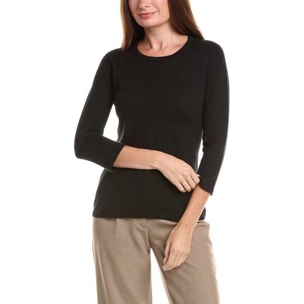 Oscar De La Renta Womens Jewel Neck Cashmere & Silk-Blend Pullover, Black